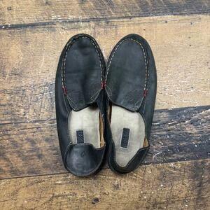OluKai Nohea Nubuck Slip On Loafers Shoes Women US W 9 EUR 39 Black